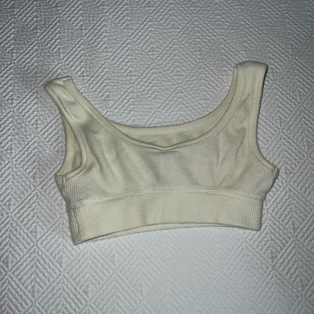 Cream Ribbed Crop Top - Picture 3 of 3